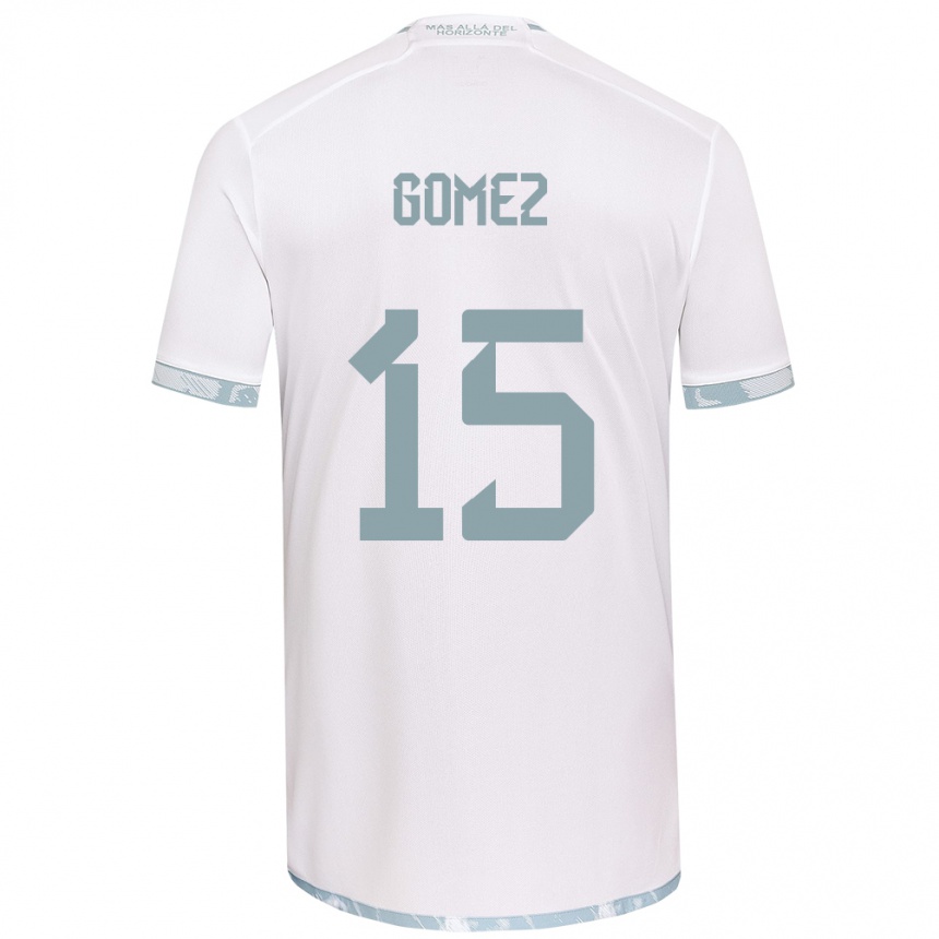 Kinder Fußball Juan Pablo Gómez #15 Weiß Grau Auswärtstrikot Trikot 2024/25 T-Shirt Luxemburg