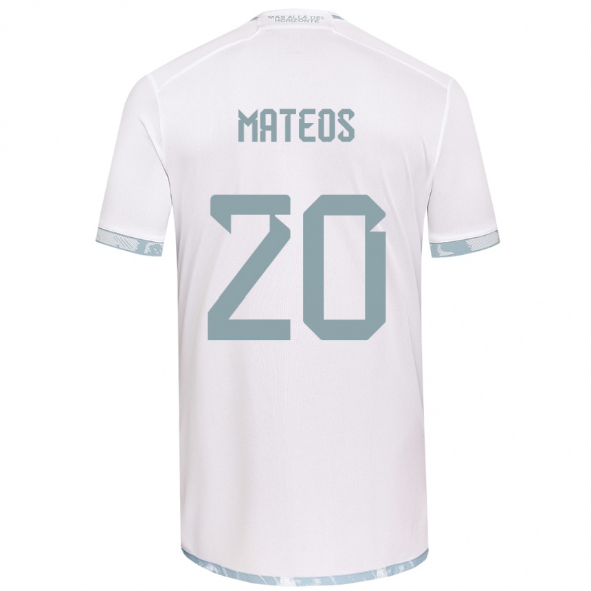 Kinder Fußball Federico Mateos #20 Weiß Grau Auswärtstrikot Trikot 2024/25 T-Shirt Luxemburg