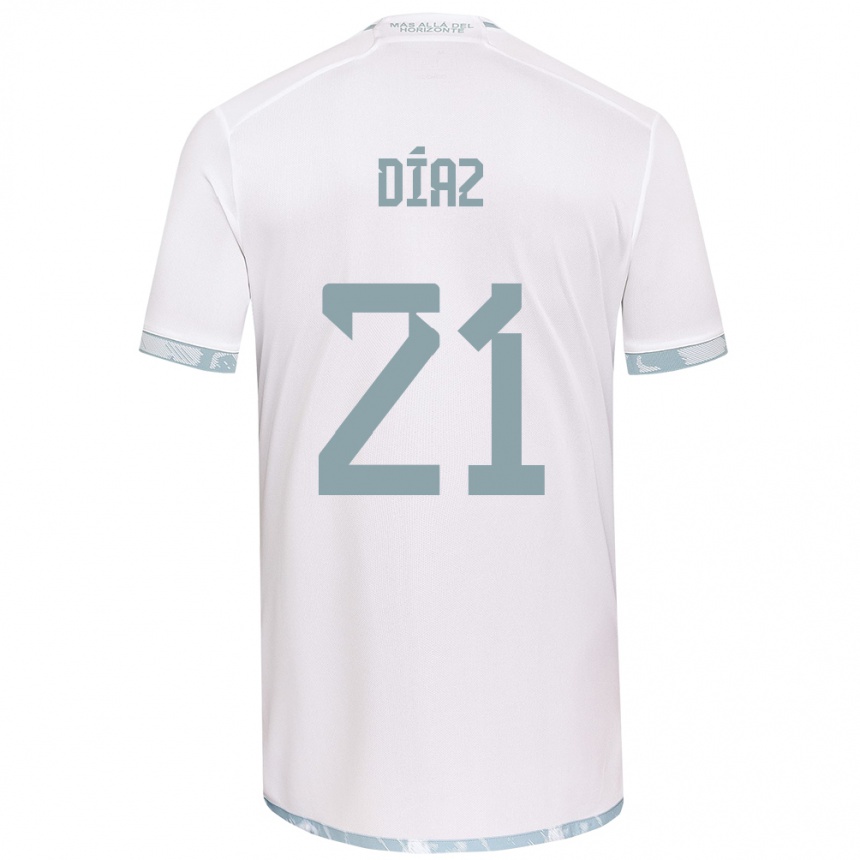 Kinder Fußball Marcelo Díaz #21 Weiß Grau Auswärtstrikot Trikot 2024/25 T-Shirt Luxemburg