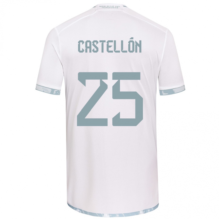 Kinder Fußball Gabriel Castellón #25 Weiß Grau Auswärtstrikot Trikot 2024/25 T-Shirt Luxemburg