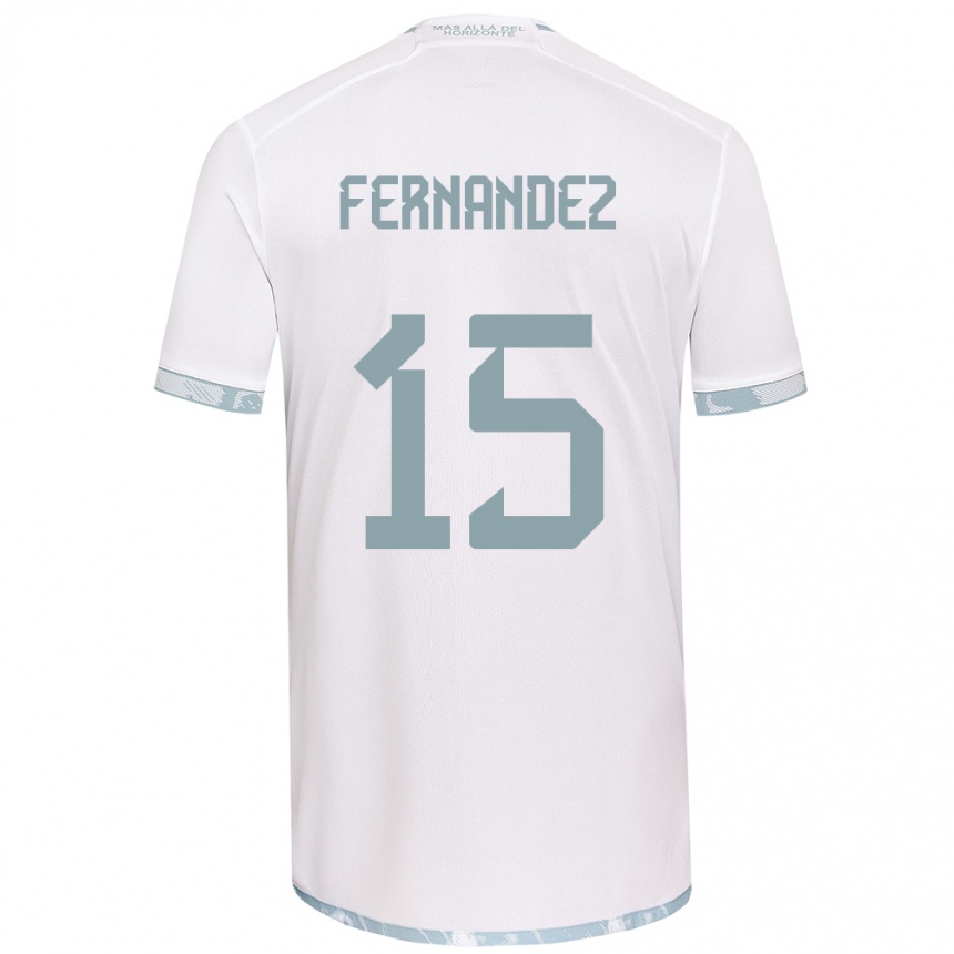 Kinder Fußball Vicente Fernández #15 Weiß Grau Auswärtstrikot Trikot 2024/25 T-Shirt Luxemburg