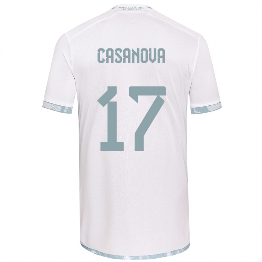 Kinder Fußball Luis Casanova #17 Weiß Grau Auswärtstrikot Trikot 2024/25 T-Shirt Luxemburg