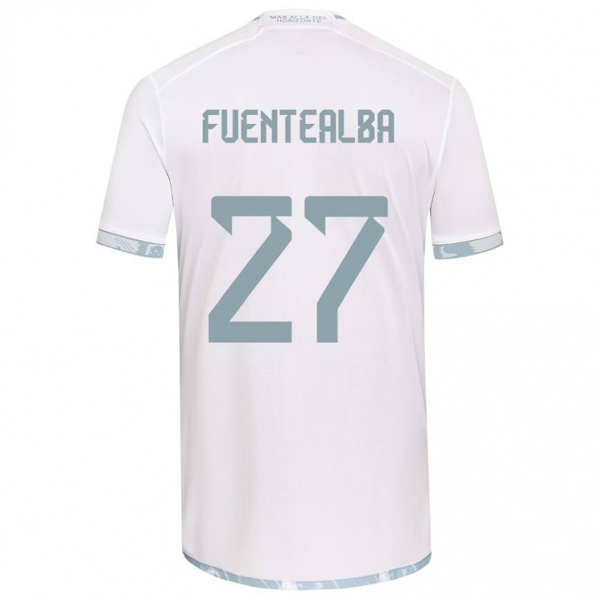 Kinder Fußball Jeison Fuentealba #27 Weiß Grau Auswärtstrikot Trikot 2024/25 T-Shirt Luxemburg