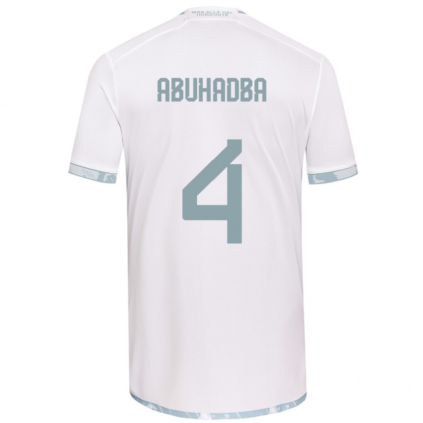 Kinder Fußball Zacarías Abuhadba #4 Weiß Grau Auswärtstrikot Trikot 2024/25 T-Shirt Luxemburg