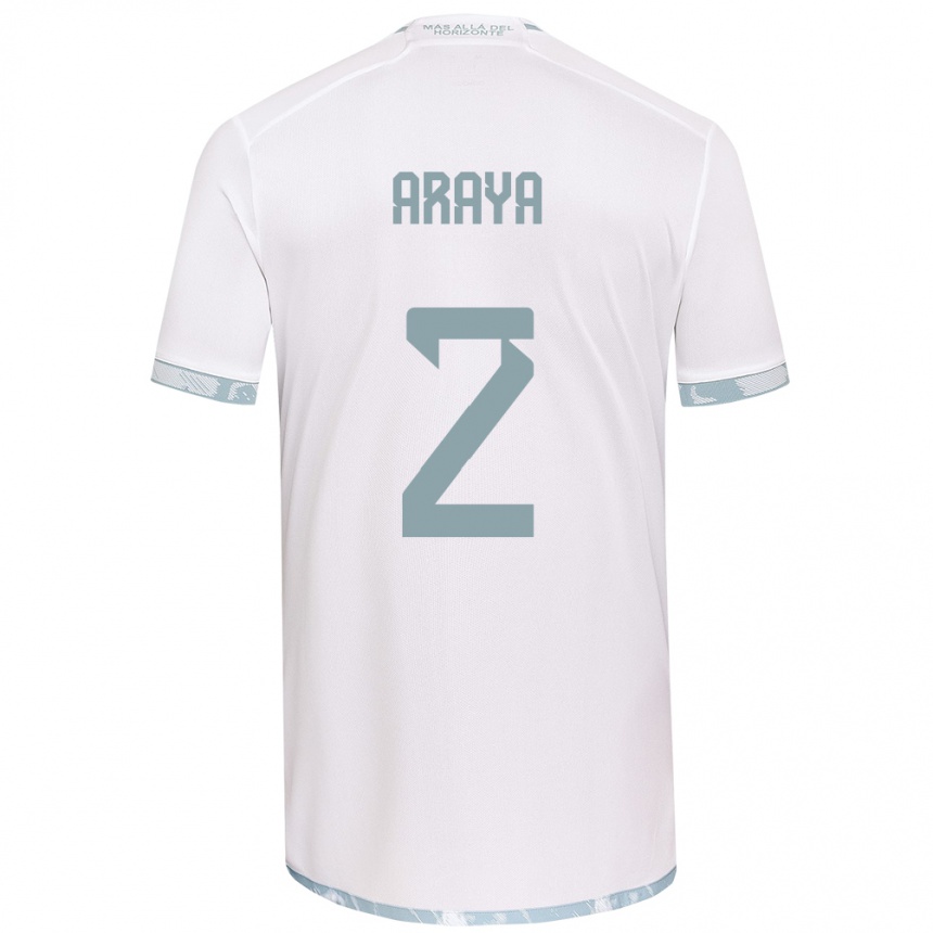 Kinder Fußball Fernanda Araya #2 Weiß Grau Auswärtstrikot Trikot 2024/25 T-Shirt Luxemburg