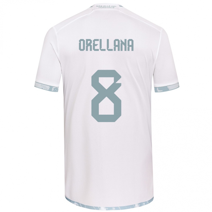 Kinder Fußball Denisse Orellana #8 Weiß Grau Auswärtstrikot Trikot 2024/25 T-Shirt Luxemburg