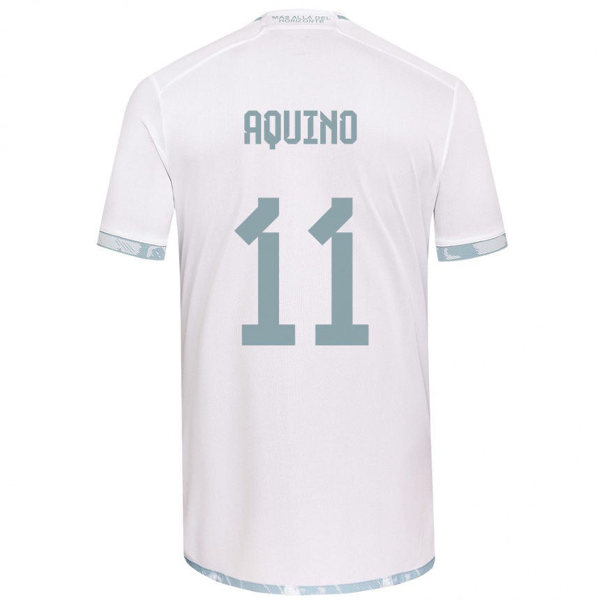 Kinder Fußball Yisel Aquino #11 Weiß Grau Auswärtstrikot Trikot 2024/25 T-Shirt Luxemburg