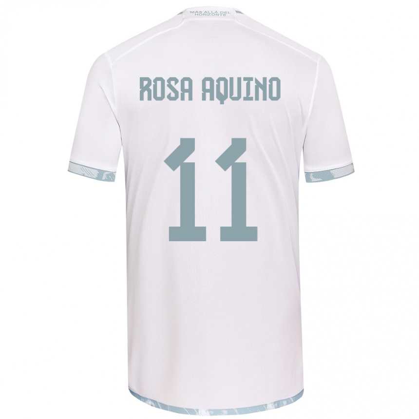 Kinder Fußball Rosa Aquino #11 Weiß Grau Auswärtstrikot Trikot 2024/25 T-Shirt Luxemburg