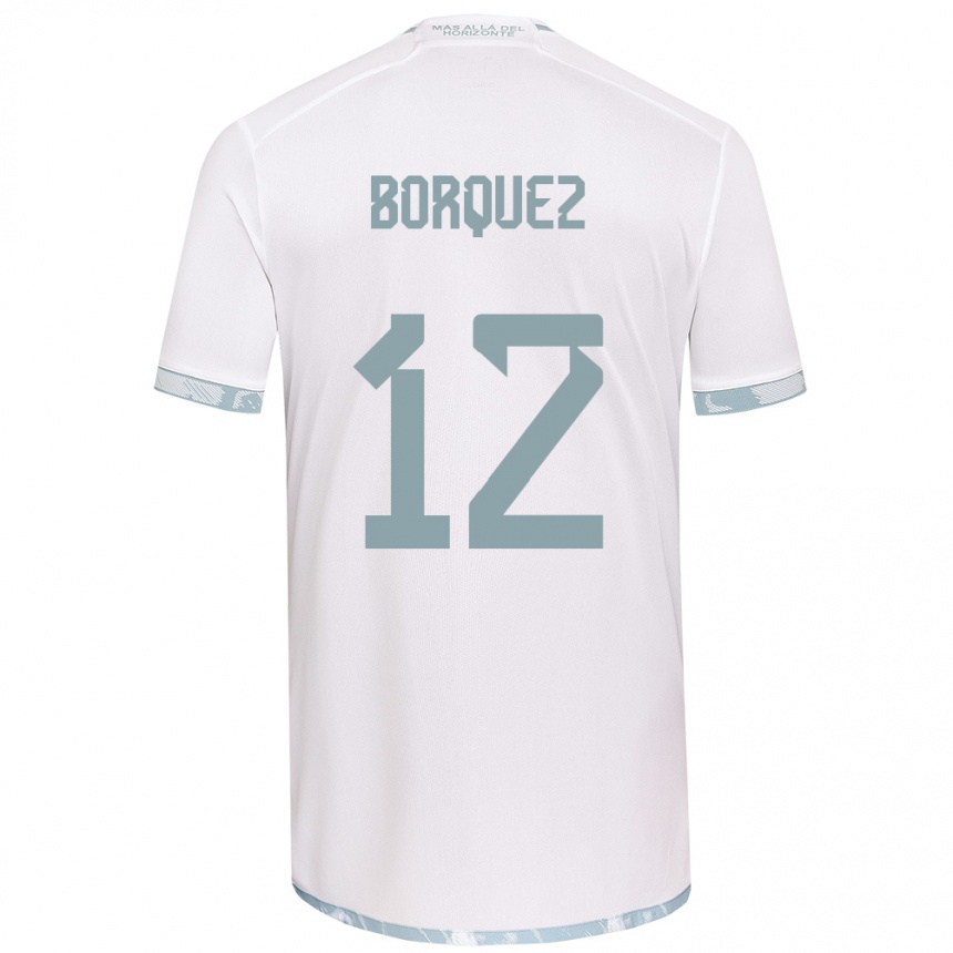 Kinder Fußball Gabriela Bórquez #12 Weiß Grau Auswärtstrikot Trikot 2024/25 T-Shirt Luxemburg