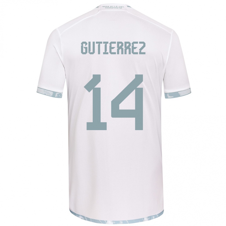 Kinder Fußball Ana Gutiérrez #14 Weiß Grau Auswärtstrikot Trikot 2024/25 T-Shirt Luxemburg