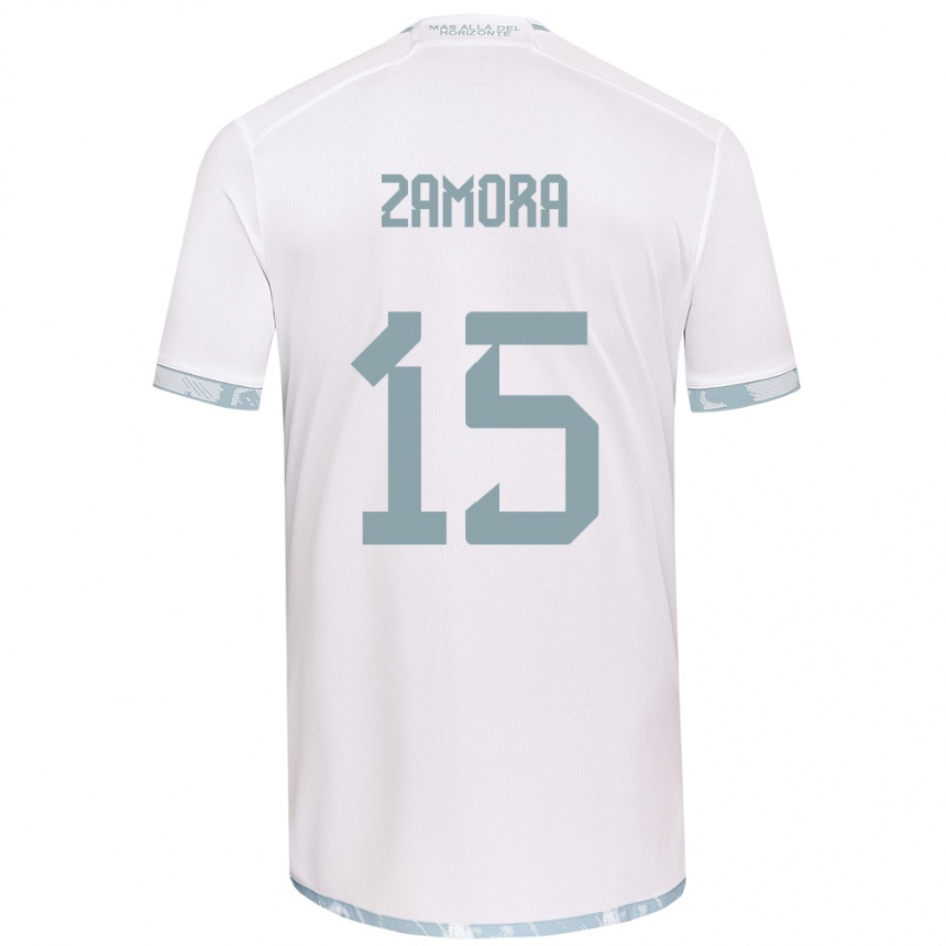 Kinder Fußball Daniela Zamora #15 Weiß Grau Auswärtstrikot Trikot 2024/25 T-Shirt Luxemburg