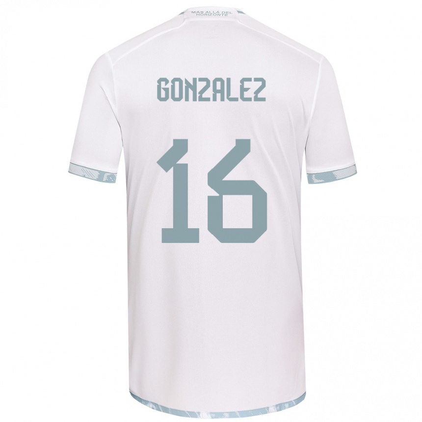 Kinder Fußball Monserratt González #16 Weiß Grau Auswärtstrikot Trikot 2024/25 T-Shirt Luxemburg