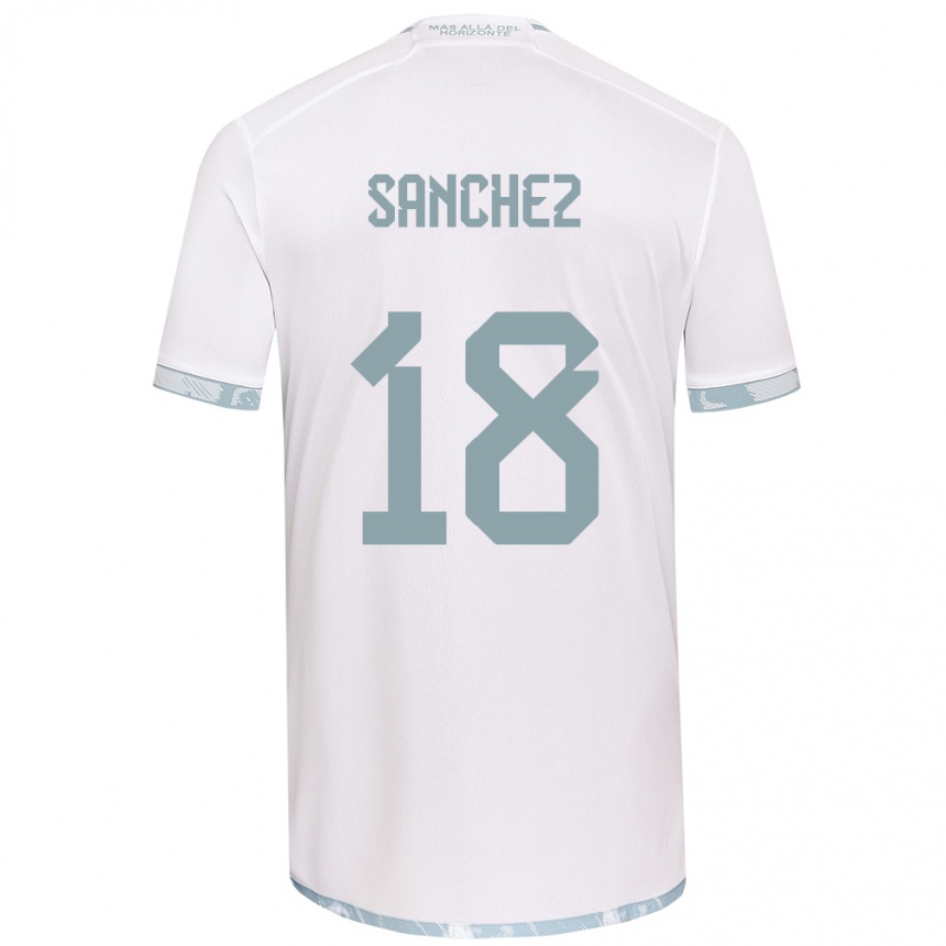 Kinder Fußball Bárbara Sánchez #18 Weiß Grau Auswärtstrikot Trikot 2024/25 T-Shirt Luxemburg