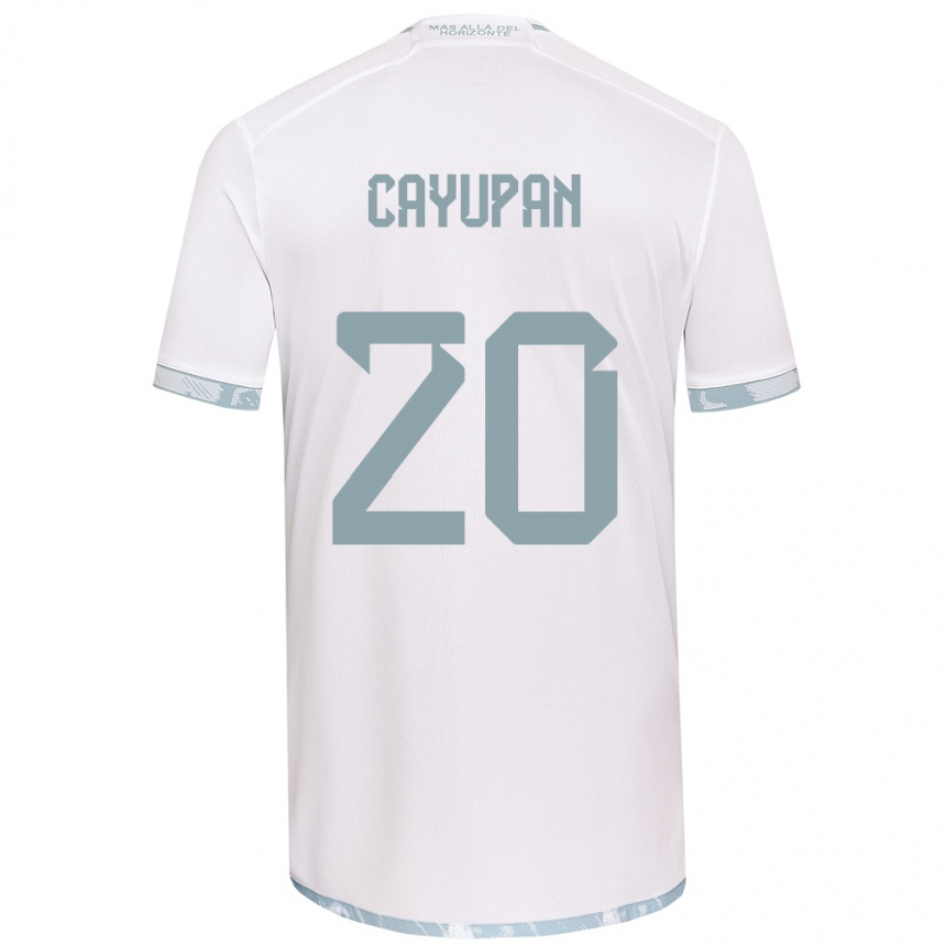 Kinder Fußball Natalia Cayupán #20 Weiß Grau Auswärtstrikot Trikot 2024/25 T-Shirt Luxemburg