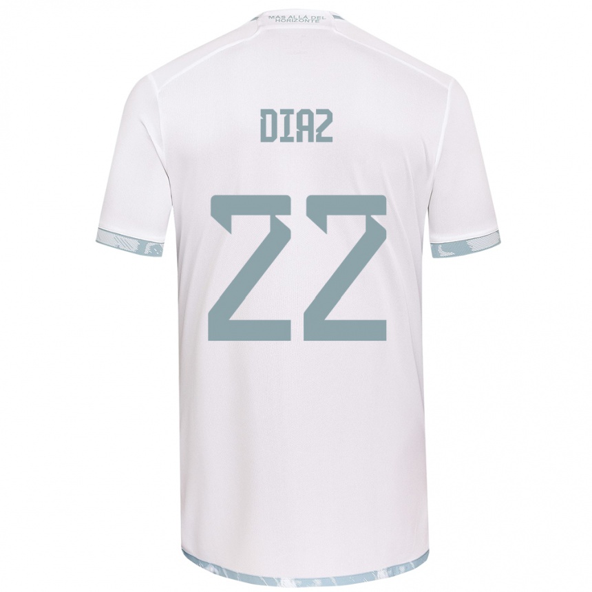 Kinder Fußball Valentina Díaz #22 Weiß Grau Auswärtstrikot Trikot 2024/25 T-Shirt Luxemburg