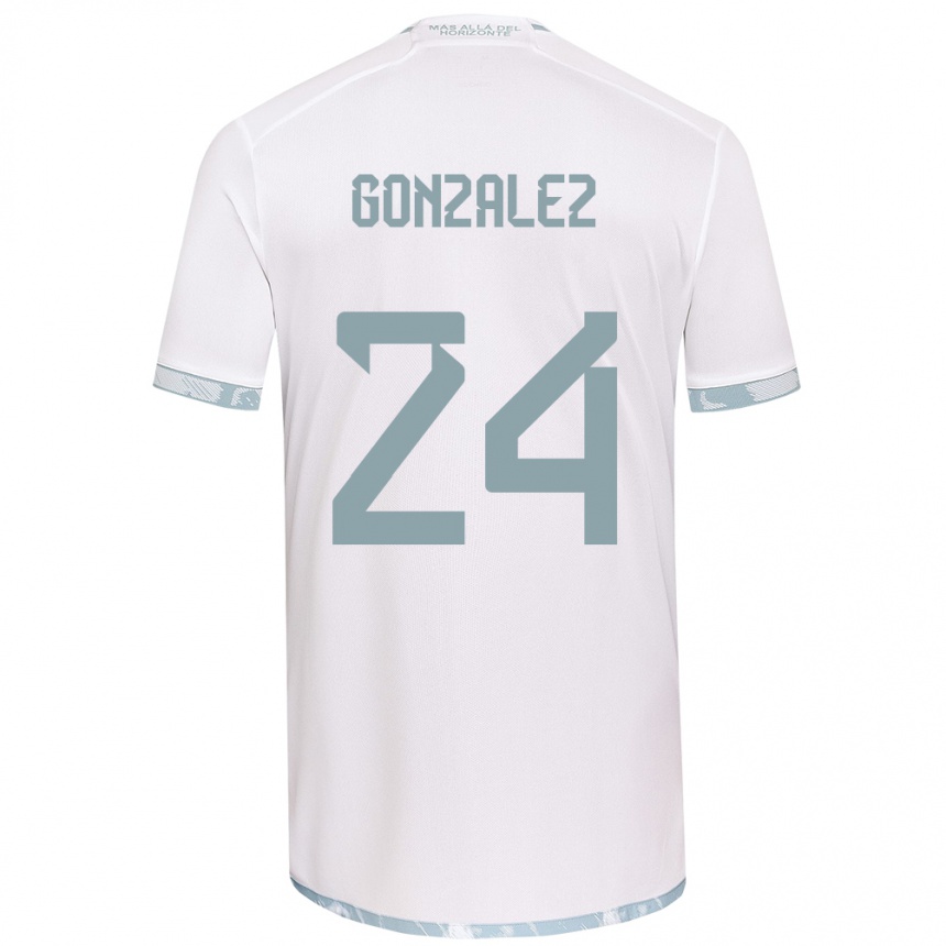 Kinder Fußball Emma González #24 Weiß Grau Auswärtstrikot Trikot 2024/25 T-Shirt Luxemburg