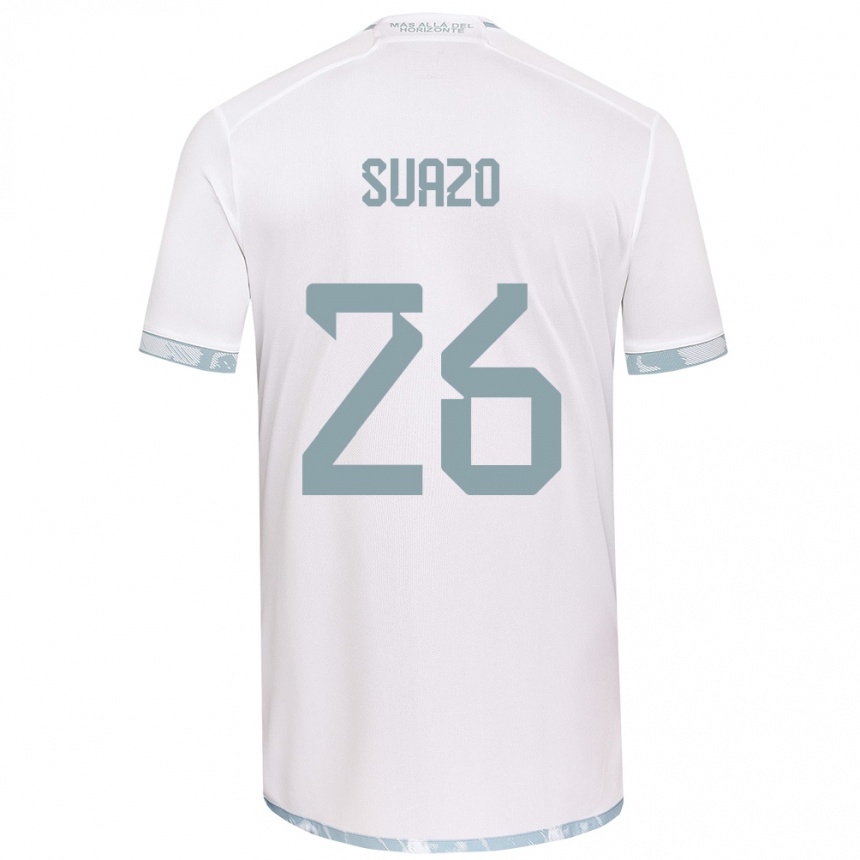 Kinder Fußball Gretzel Suazo #26 Weiß Grau Auswärtstrikot Trikot 2024/25 T-Shirt Luxemburg