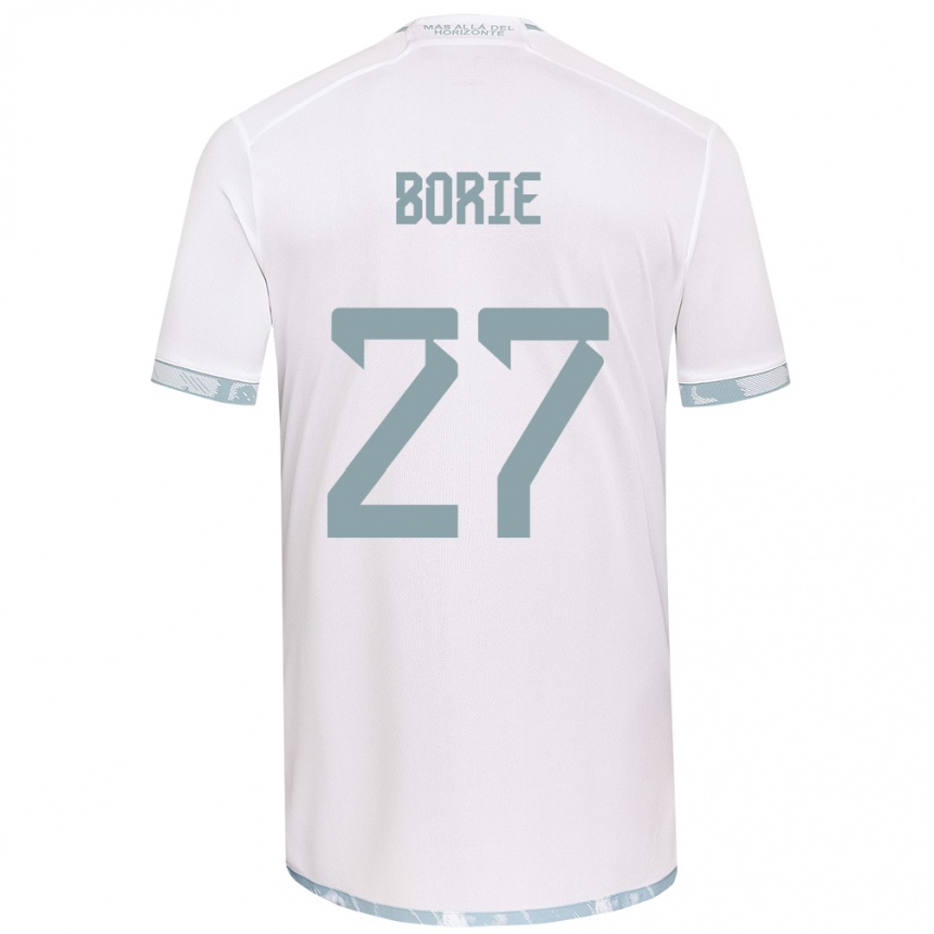 Kinder Fußball Emilie Borie #27 Weiß Grau Auswärtstrikot Trikot 2024/25 T-Shirt Luxemburg