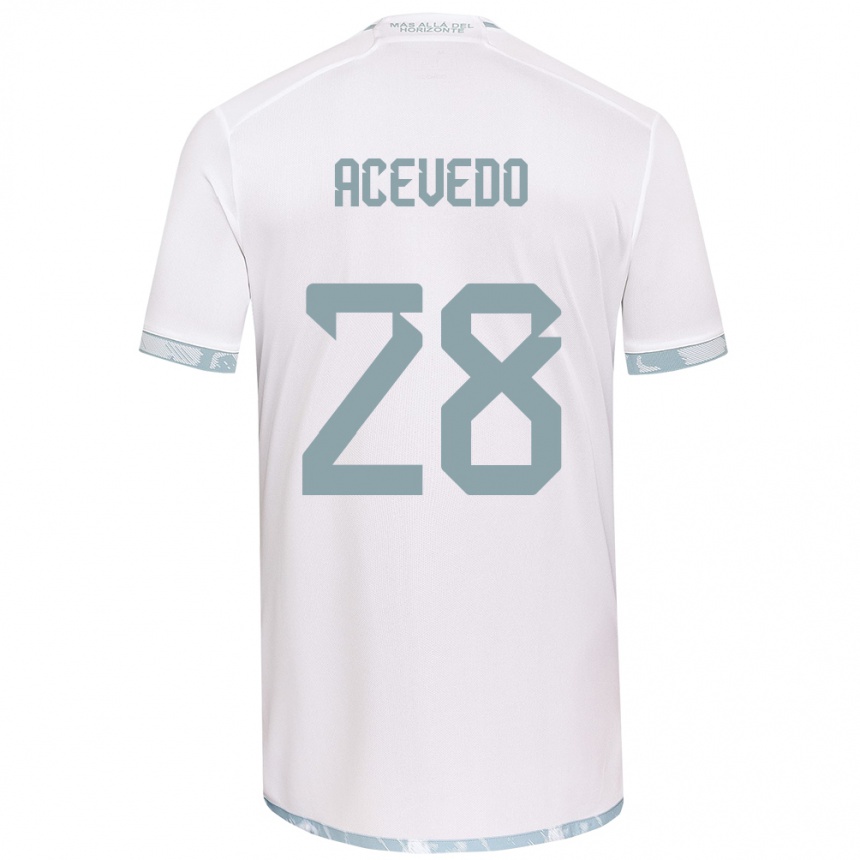 Kinder Fußball Florencia Acevedo #28 Weiß Grau Auswärtstrikot Trikot 2024/25 T-Shirt Luxemburg