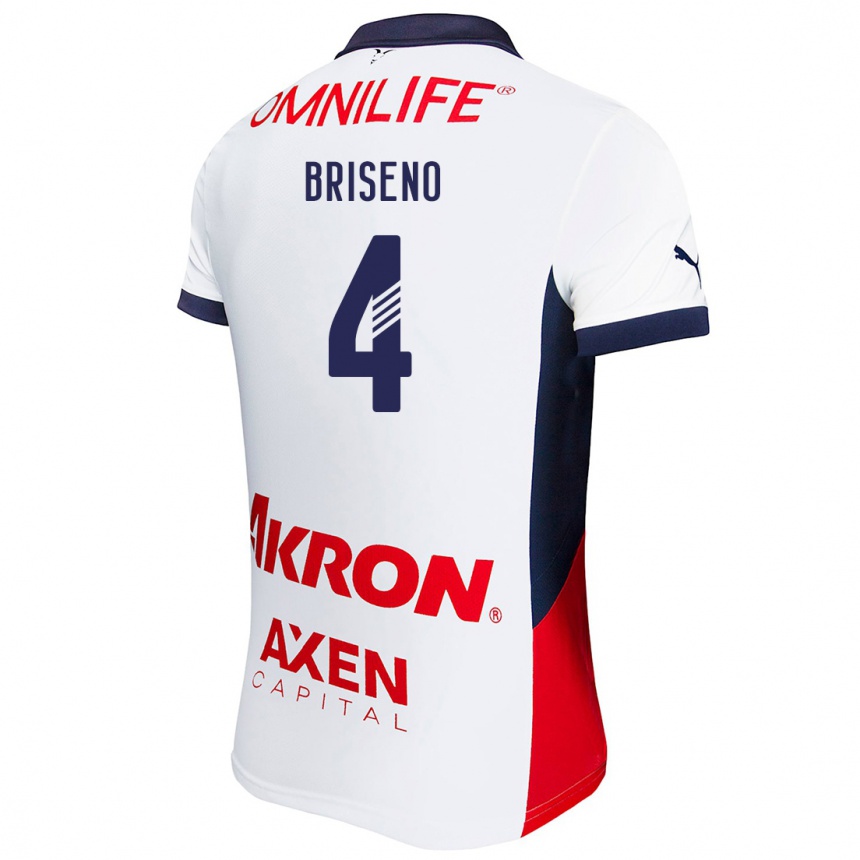 Kinder Fußball Antonio Briseño #4 Weiß Rot Blau Auswärtstrikot Trikot 2024/25 T-Shirt Luxemburg