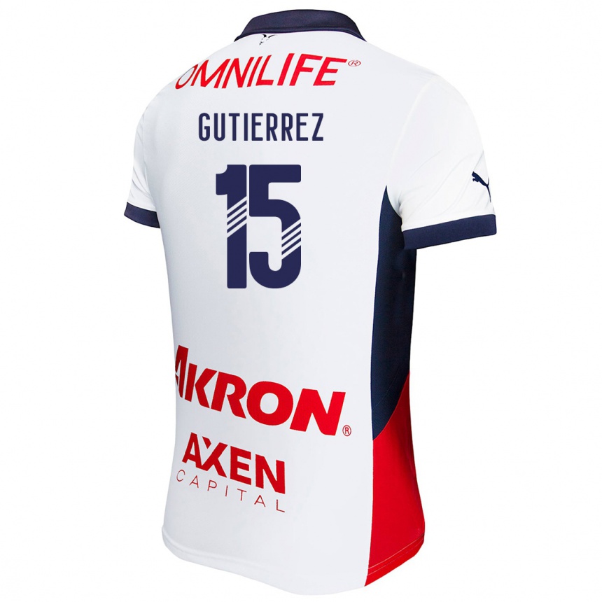 Kinder Fußball Érick Gutiérrez #15 Weiß Rot Blau Auswärtstrikot Trikot 2024/25 T-Shirt Luxemburg