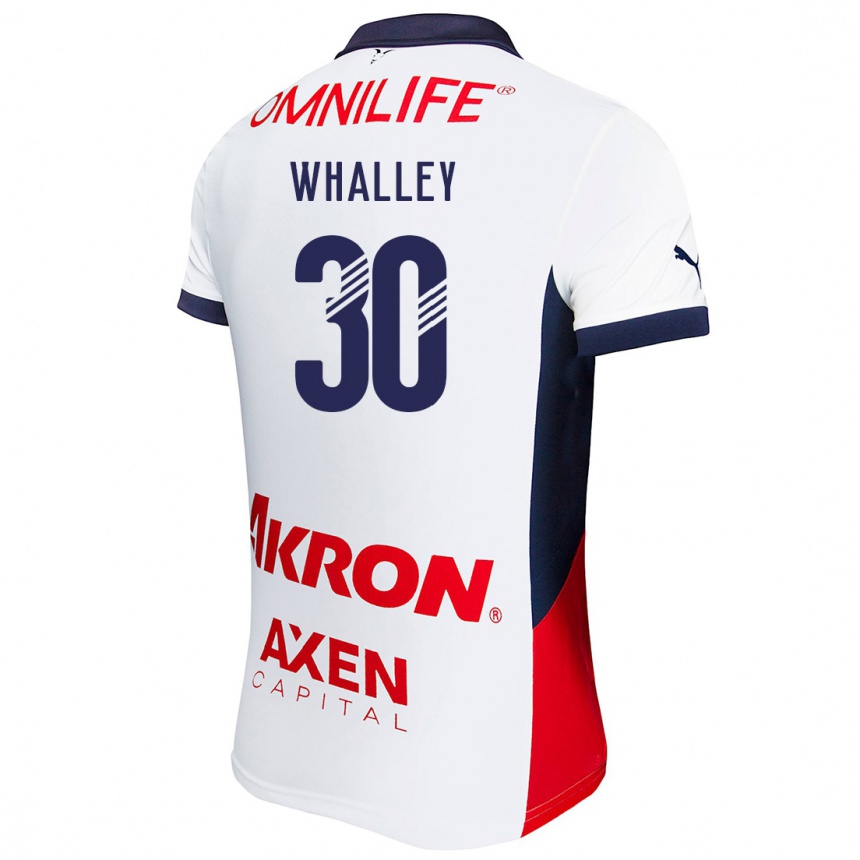 Kinder Fußball Óscar Whalley #30 Weiß Rot Blau Auswärtstrikot Trikot 2024/25 T-Shirt Luxemburg