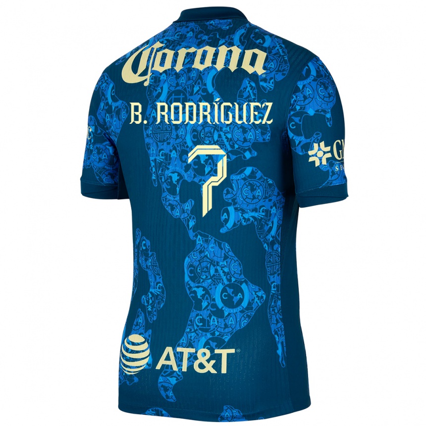 Kinder Fußball Brian Rodríguez #7 Blau Gelb Auswärtstrikot Trikot 2024/25 T-Shirt Luxemburg