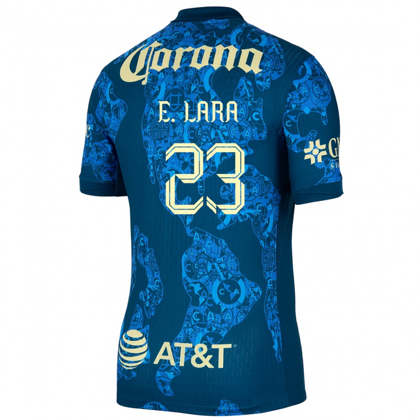 Kinder Fußball Emilio Lara #23 Blau Gelb Auswärtstrikot Trikot 2024/25 T-Shirt Luxemburg