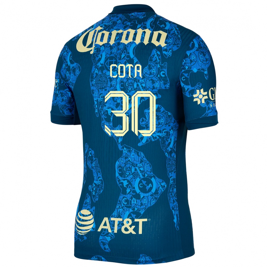 Kinder Fußball Rodolfo Cota #30 Blau Gelb Auswärtstrikot Trikot 2024/25 T-Shirt Luxemburg