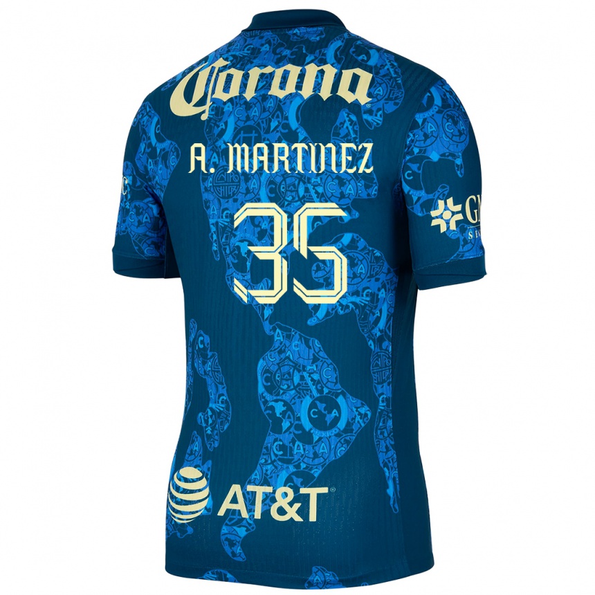 Kinder Fußball Arturo Martínez #35 Blau Gelb Auswärtstrikot Trikot 2024/25 T-Shirt Luxemburg