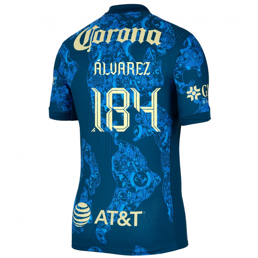 Kinder Fußball Antonio Álvarez #184 Blau Gelb Auswärtstrikot Trikot 2024/25 T-Shirt Luxemburg