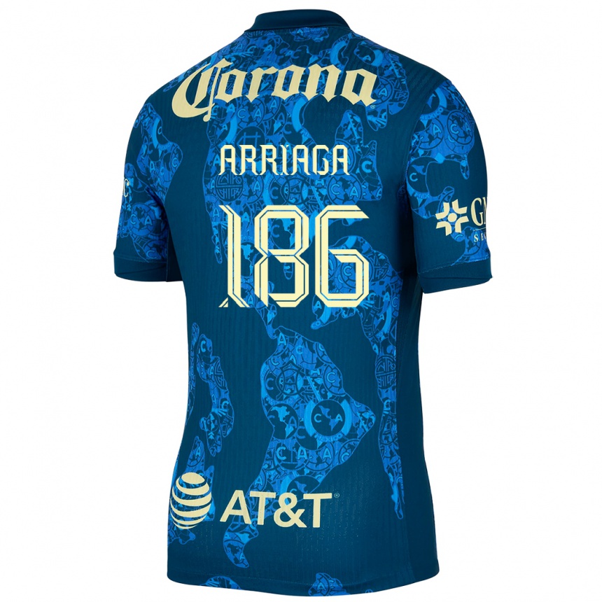 Kinder Fußball Diego Arriaga #186 Blau Gelb Auswärtstrikot Trikot 2024/25 T-Shirt Luxemburg