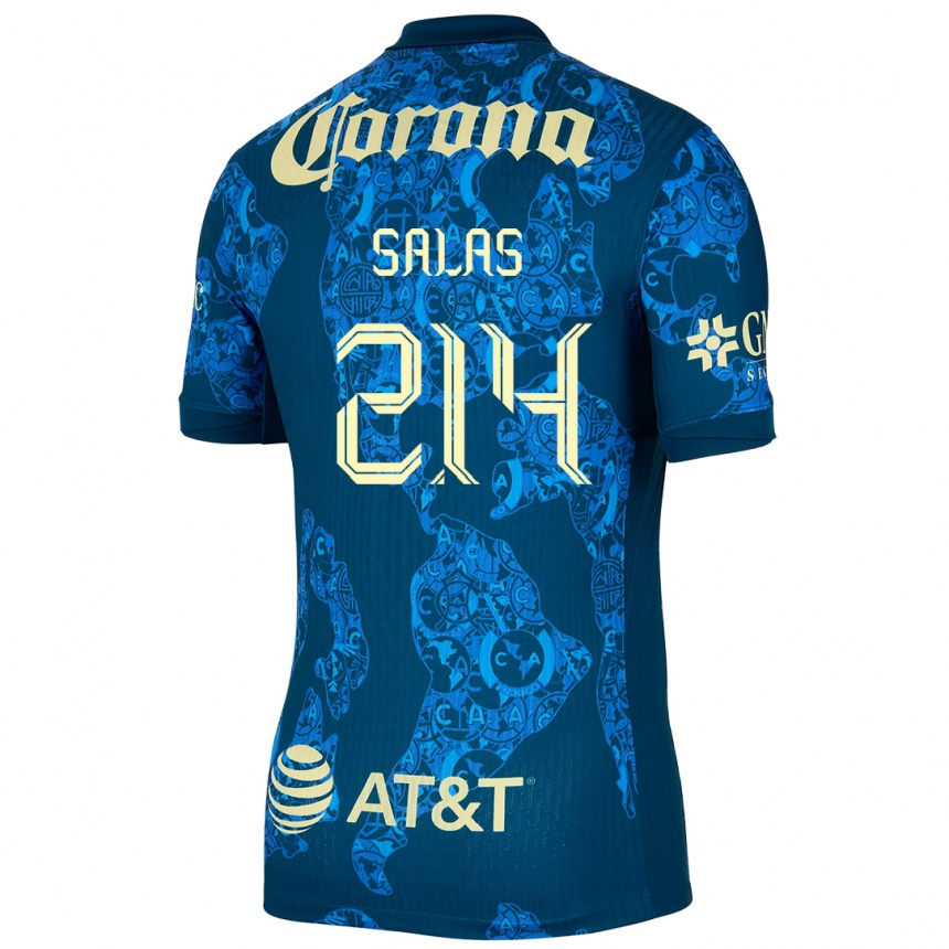 Kinder Fußball Patricio Salas #214 Blau Gelb Auswärtstrikot Trikot 2024/25 T-Shirt Luxemburg