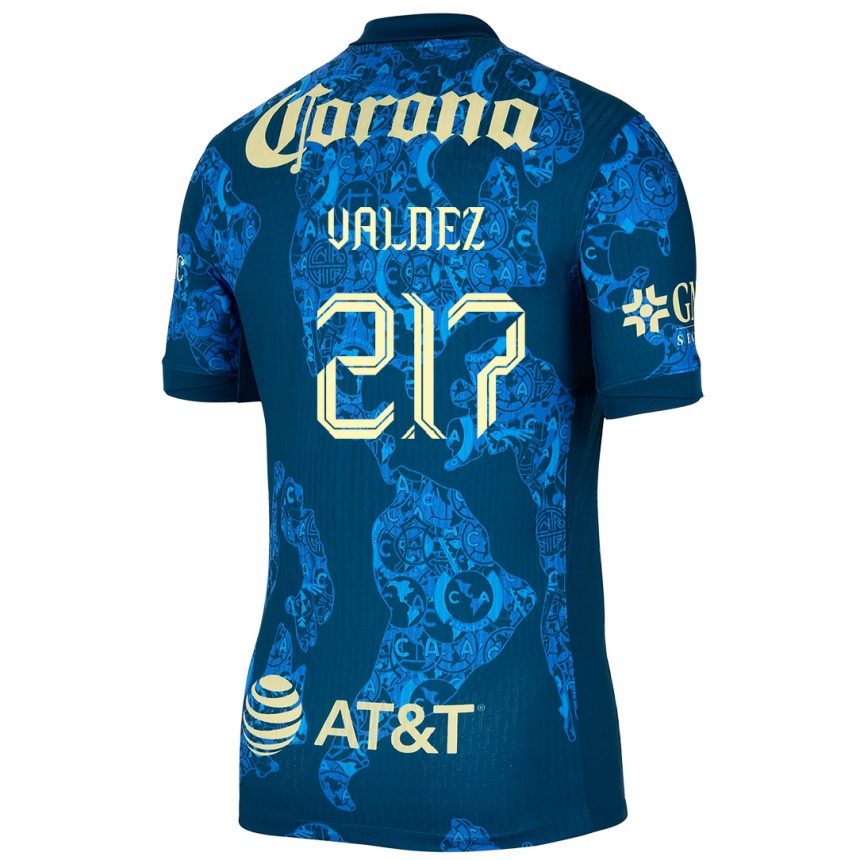 Kinder Fußball Víctor Valdez #217 Blau Gelb Auswärtstrikot Trikot 2024/25 T-Shirt Luxemburg