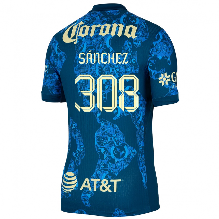 Kinder Fußball Oswaldo Sánchez #308 Blau Gelb Auswärtstrikot Trikot 2024/25 T-Shirt Luxemburg