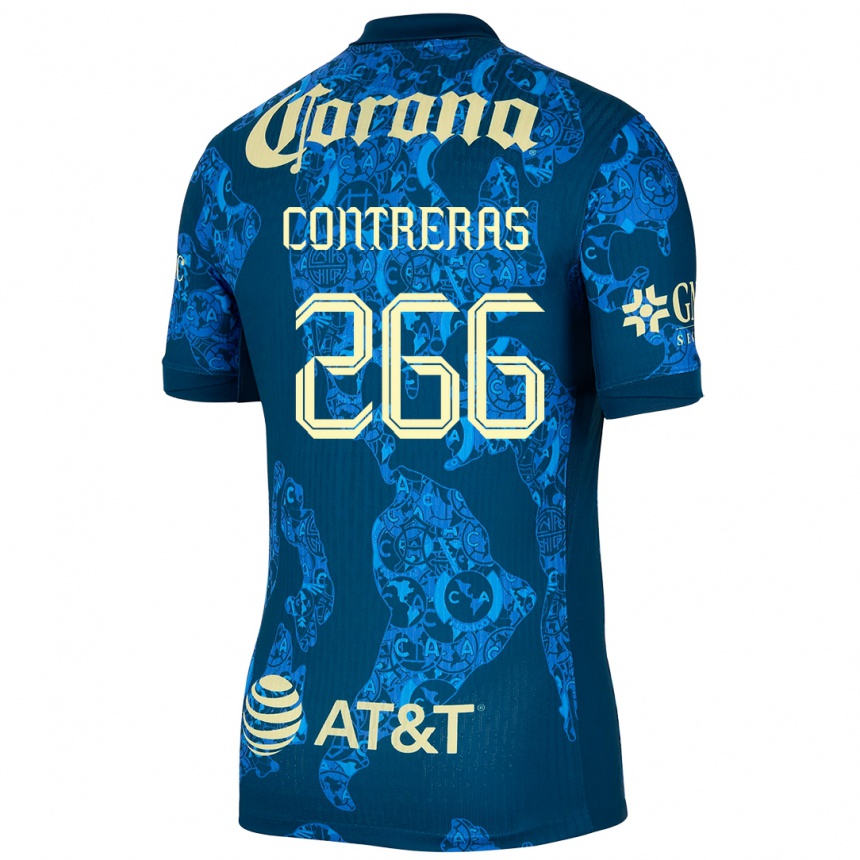 Kinder Fußball Ángel Contreras #266 Blau Gelb Auswärtstrikot Trikot 2024/25 T-Shirt Luxemburg