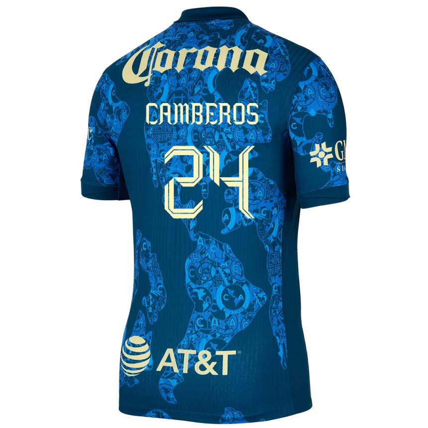 Kinder Fußball Scarlett Camberos #24 Blau Gelb Auswärtstrikot Trikot 2024/25 T-Shirt Luxemburg