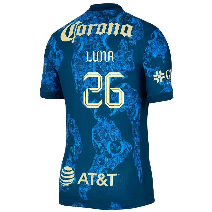 Kinder Fußball Karen Luna #26 Blau Gelb Auswärtstrikot Trikot 2024/25 T-Shirt Luxemburg