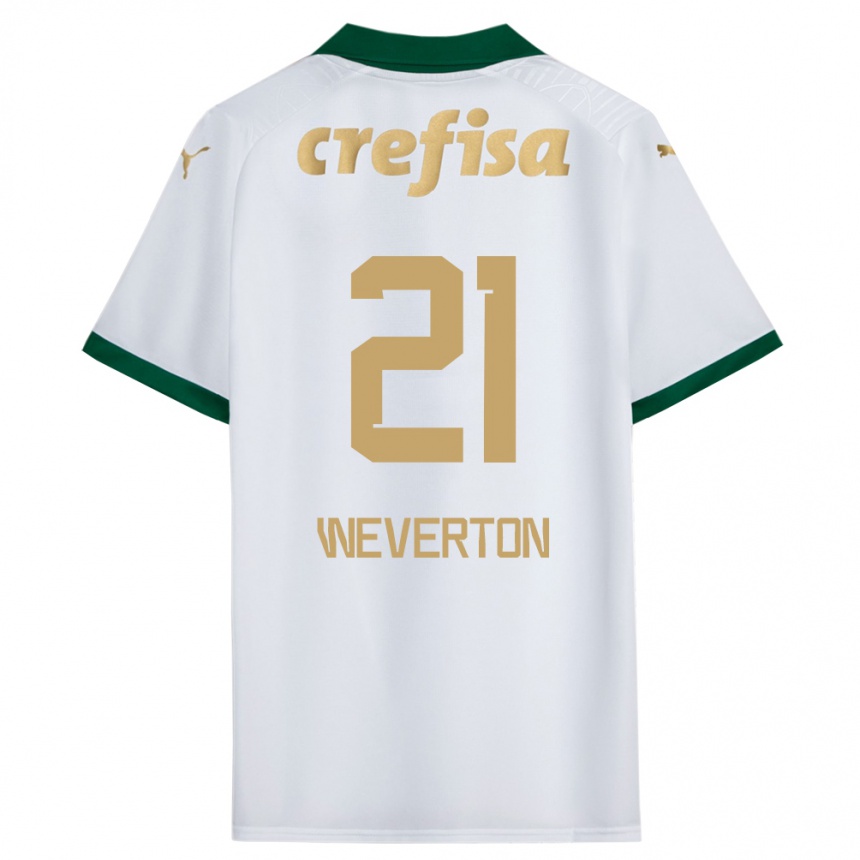 Kinder Fußball Weverton #21 Weiß Grün Auswärtstrikot Trikot 2024/25 T-Shirt Luxemburg