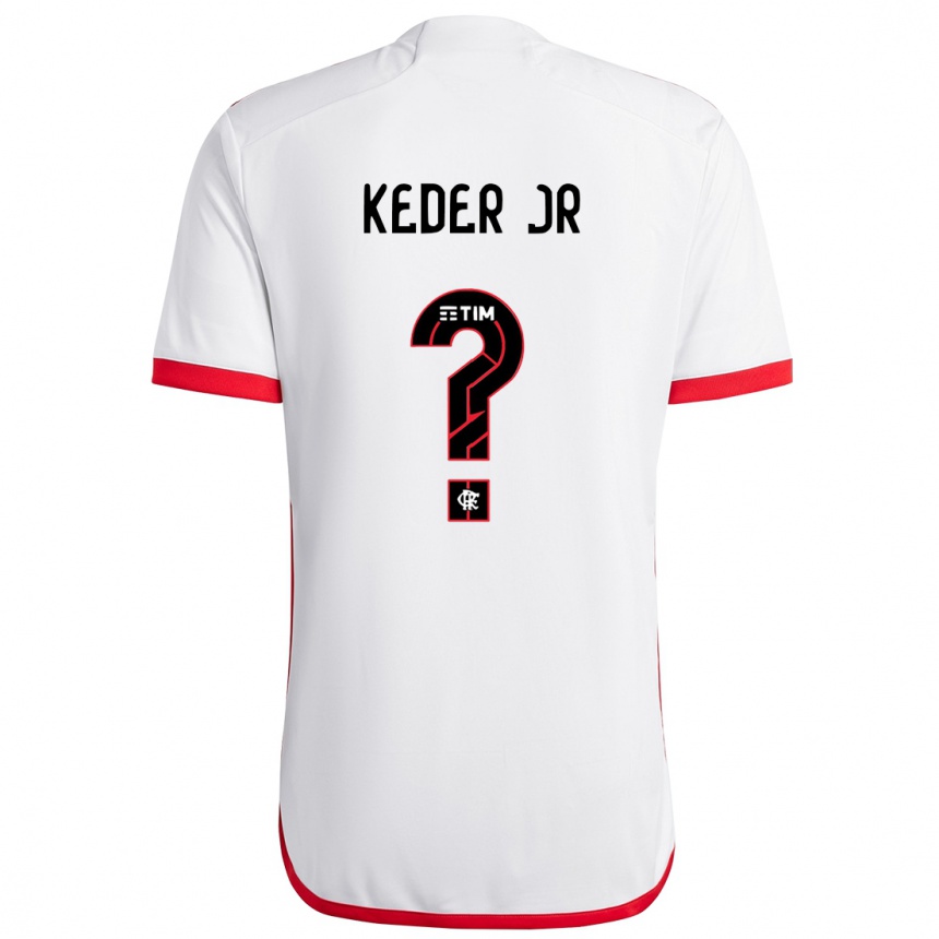 Kinder Fußball Keder Jr #0 Weiß Rot Auswärtstrikot Trikot 2024/25 T-Shirt Luxemburg