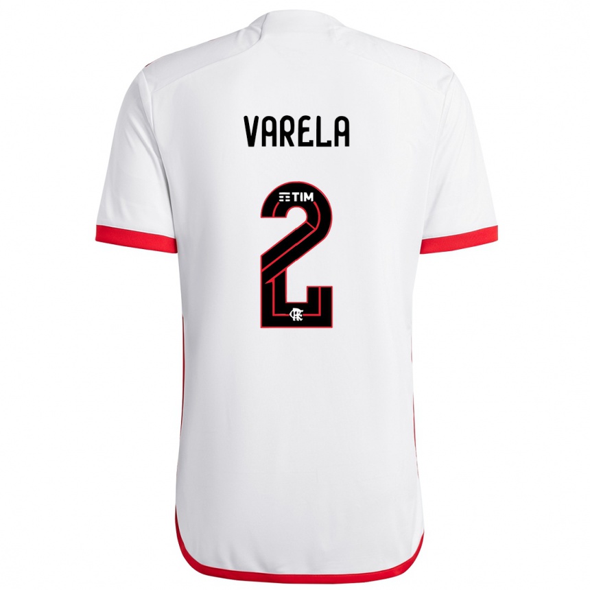 Kinder Fußball Guillermo Varela #2 Weiß Rot Auswärtstrikot Trikot 2024/25 T-Shirt Luxemburg