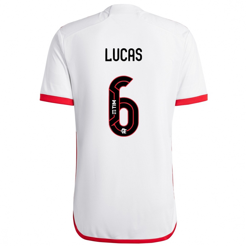 Kinder Fußball Ayrton Lucas #6 Weiß Rot Auswärtstrikot Trikot 2024/25 T-Shirt Luxemburg