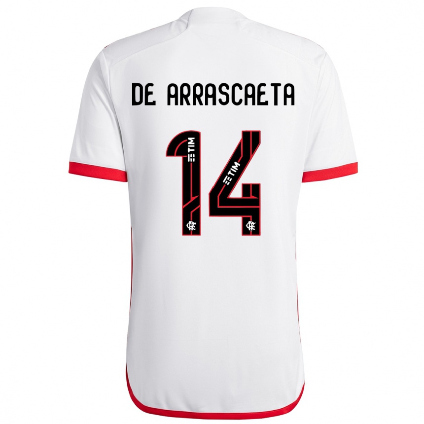 Kinder Fußball Giorgian De Arrascaeta #14 Weiß Rot Auswärtstrikot Trikot 2024/25 T-Shirt Luxemburg