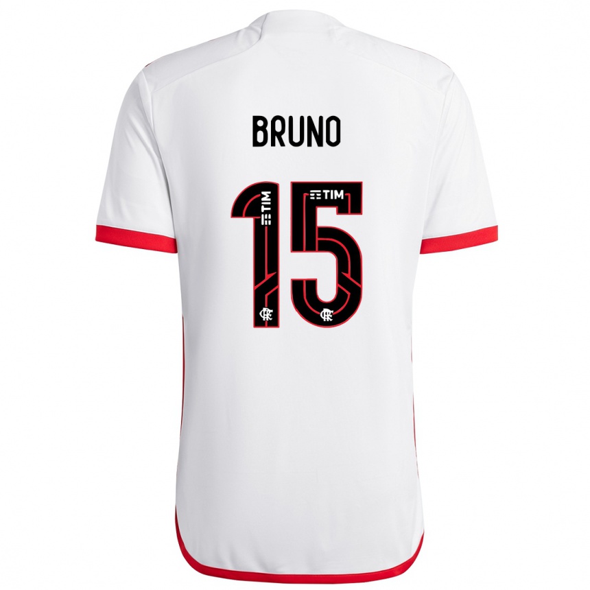 Kinder Fußball Fabrício Bruno #15 Weiß Rot Auswärtstrikot Trikot 2024/25 T-Shirt Luxemburg