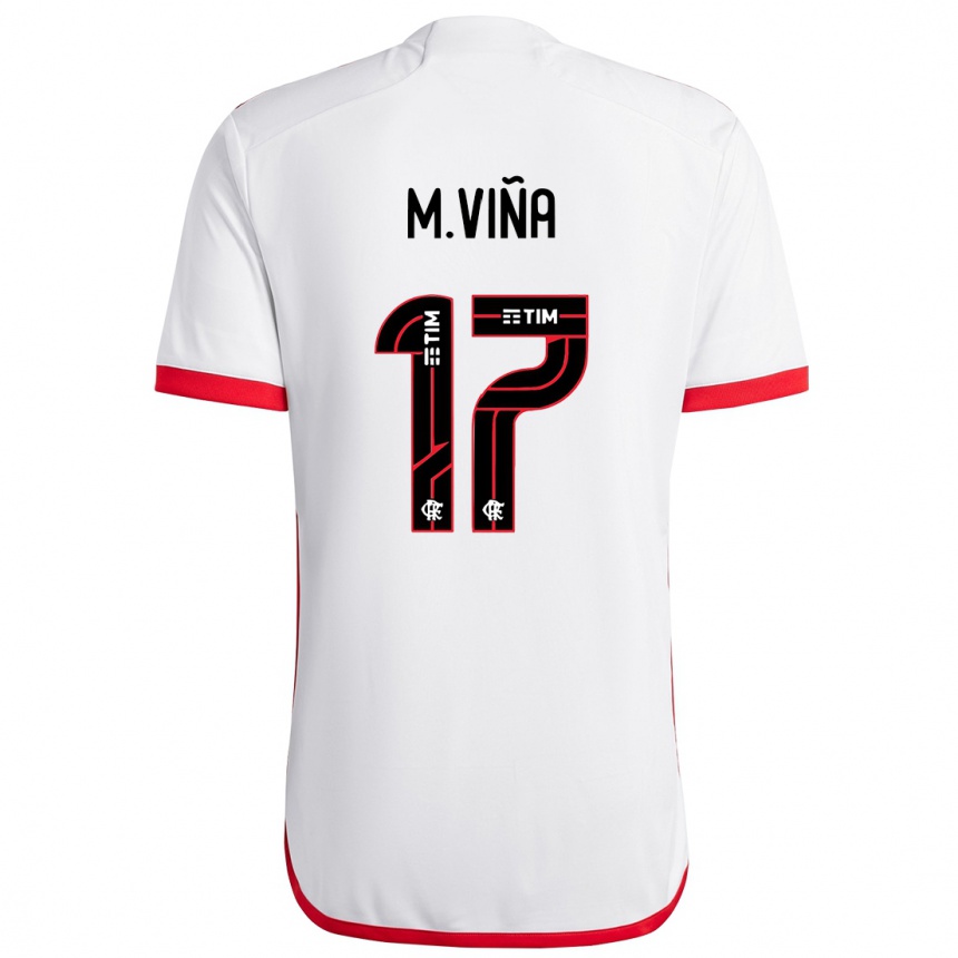 Kinder Fußball Matias Vina #17 Weiß Rot Auswärtstrikot Trikot 2024/25 T-Shirt Luxemburg