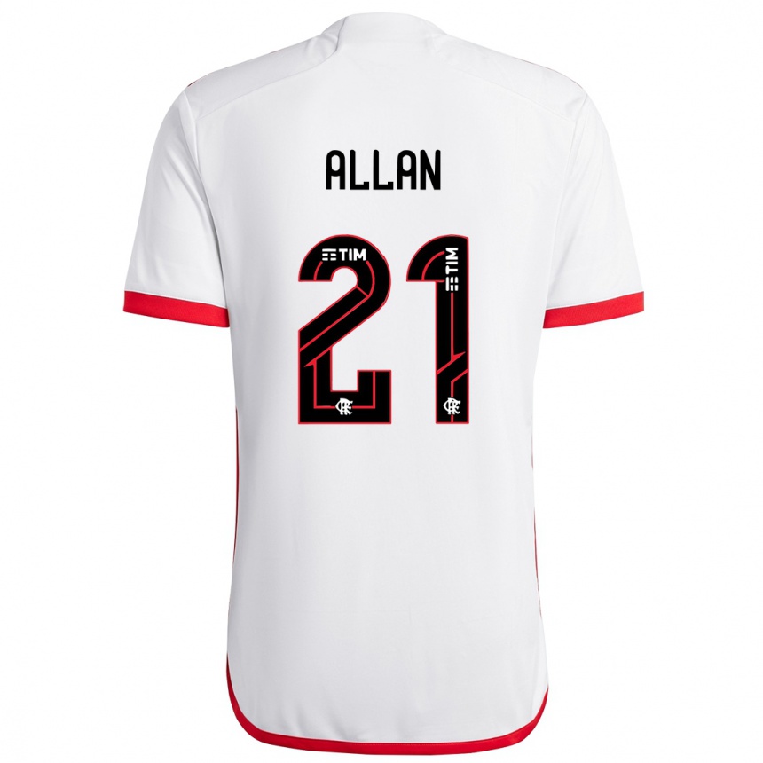 Kinder Fußball Allan #21 Weiß Rot Auswärtstrikot Trikot 2024/25 T-Shirt Luxemburg