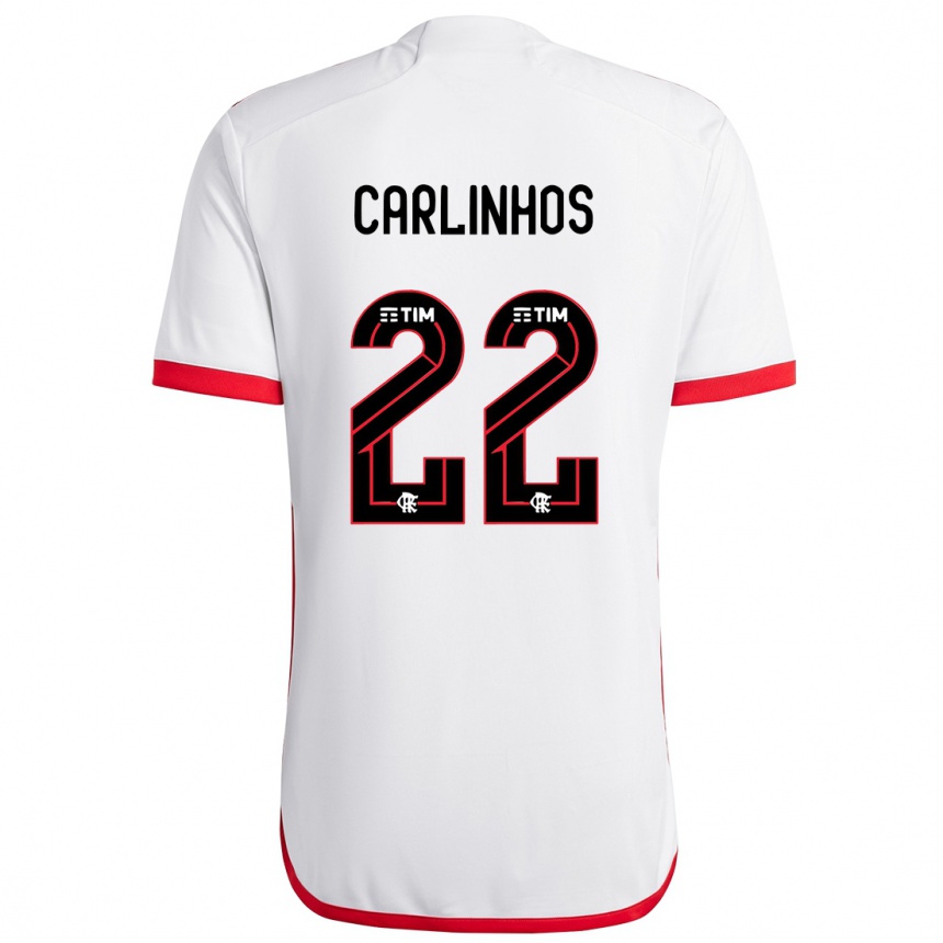 Kinder Fußball Carlinhos #22 Weiß Rot Auswärtstrikot Trikot 2024/25 T-Shirt Luxemburg