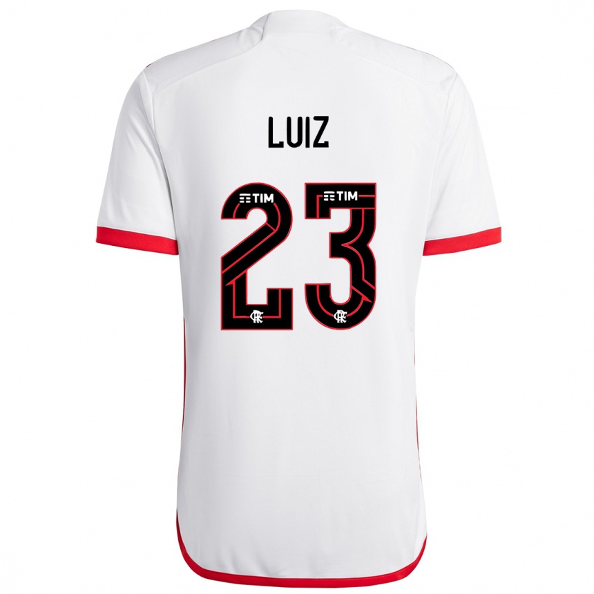 Kinder Fußball David Luiz #23 Weiß Rot Auswärtstrikot Trikot 2024/25 T-Shirt Luxemburg