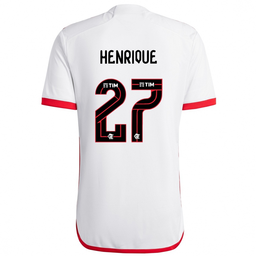 Kinder Fußball Bruno Henrique #27 Weiß Rot Auswärtstrikot Trikot 2024/25 T-Shirt Luxemburg