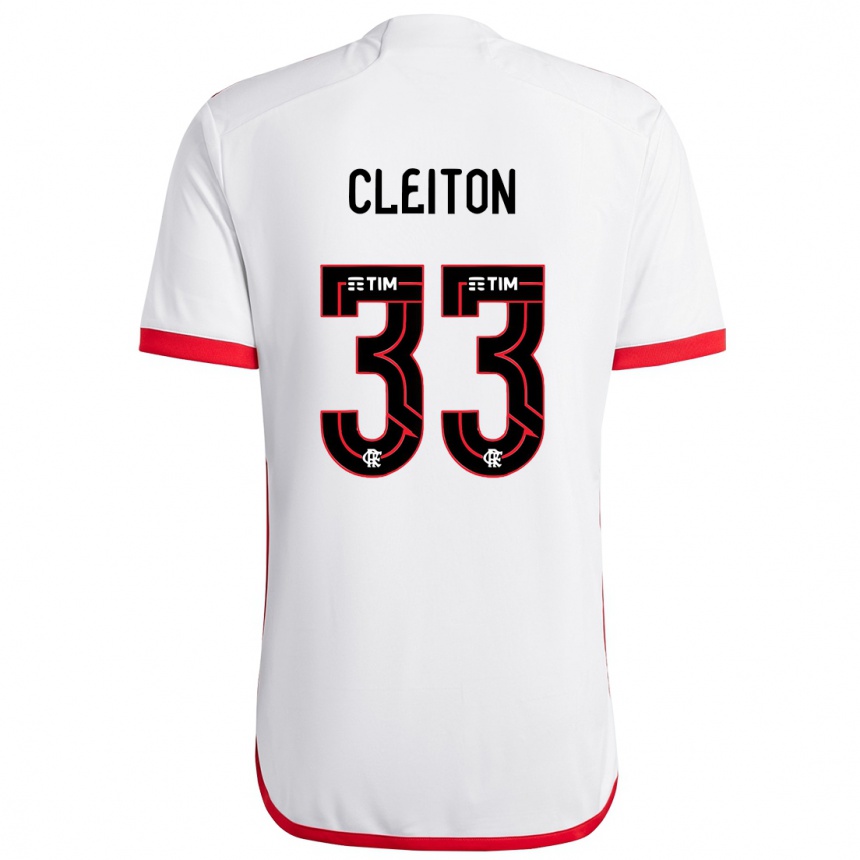 Kinder Fußball Cleiton #33 Weiß Rot Auswärtstrikot Trikot 2024/25 T-Shirt Luxemburg